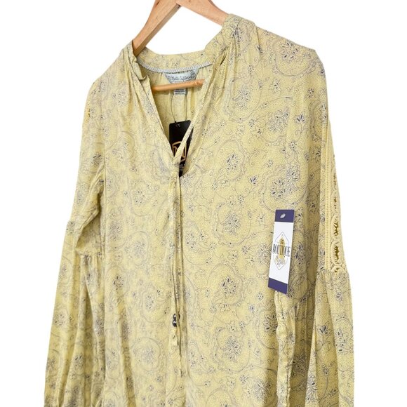 NWT Noble Outfitters XS Shirt Yellow Paisley Peasant Blouse Folklore Lace 21007 - Picture 10 of 16